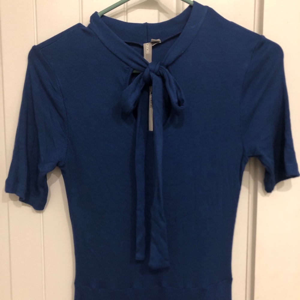 NWT Asos Midi Dress with Neck Tie - Picture 2 of 4